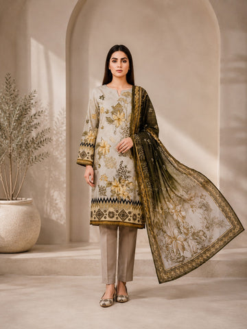 Ivory Bloom Premium 3 Piece Lawn Suit