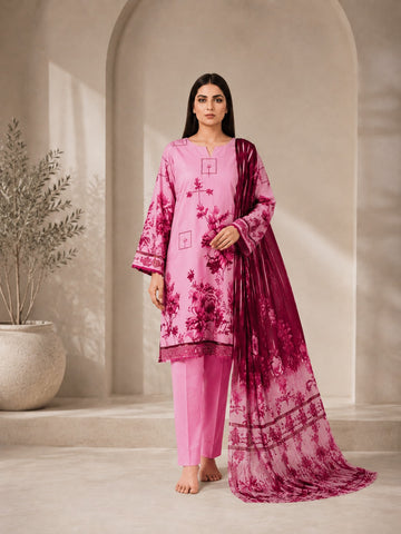 Blush Pink Floral Elegance 3 Piece Lawn Suit