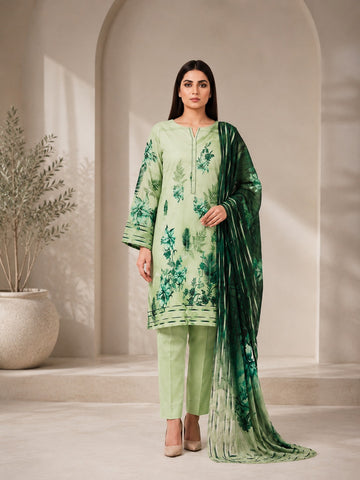 Mint Green Botanical Charm 3 Piece Lawn Suit